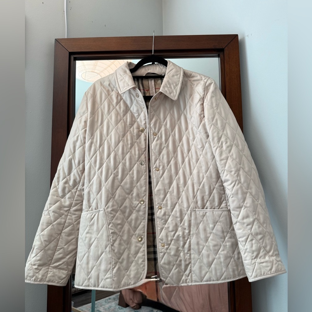 Light Beige Burberry Quilted Jacket
